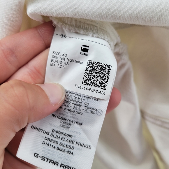 G-Star raw Bristum Slim Flare Fringe Short Dress XS white - Picture 8 of 9